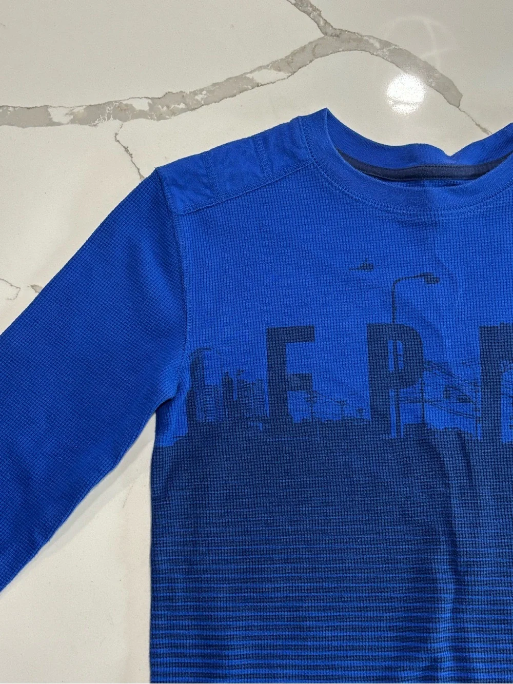 Epic Threads Boys Royal Blue Long Sleeve Thermal T Shirt Cotton blend Size Small